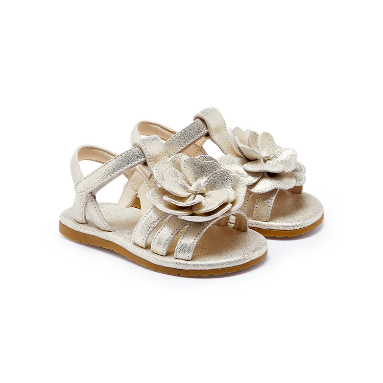 Donsje Iles Fields Sandals | Shimmer Buttercup | Silver Metallic Leather