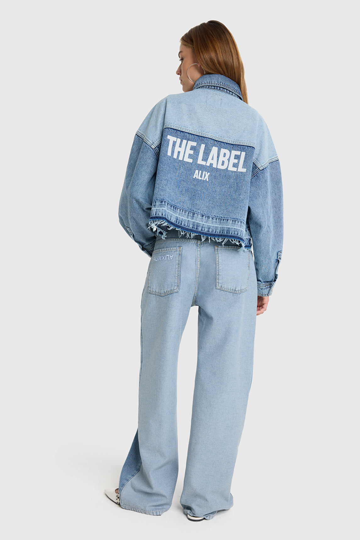 LADIES WOVEN MIX DENIM BLOUSE