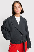 PINSTRIPE CROPPED JACKET