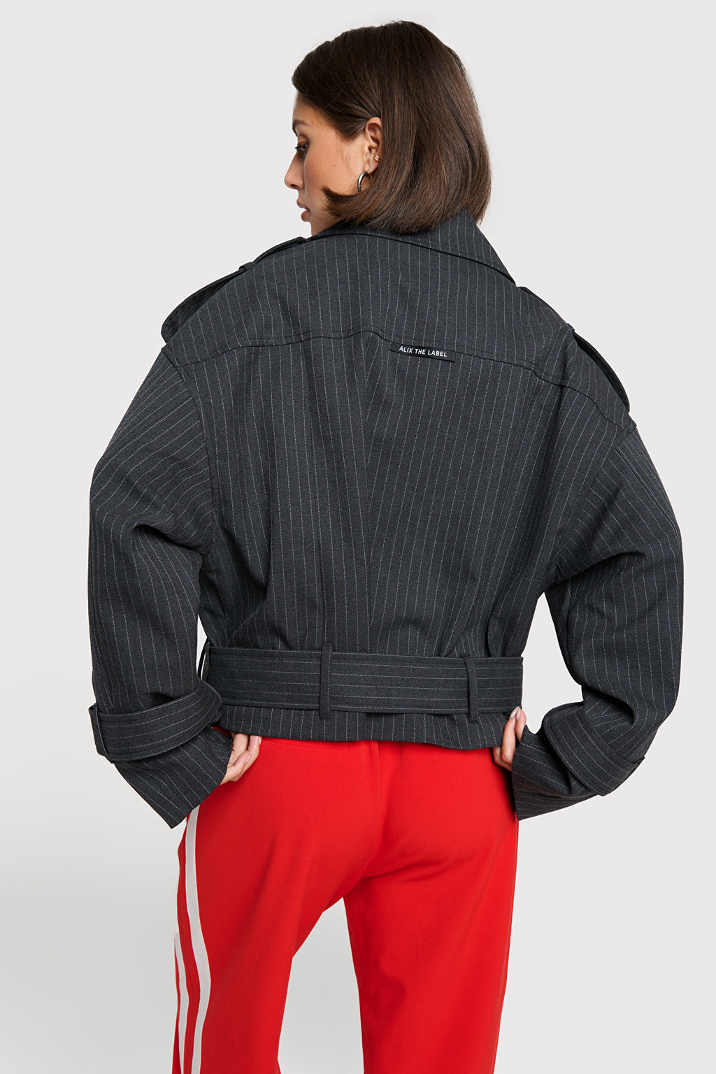 PINSTRIPE CROPPED JACKET