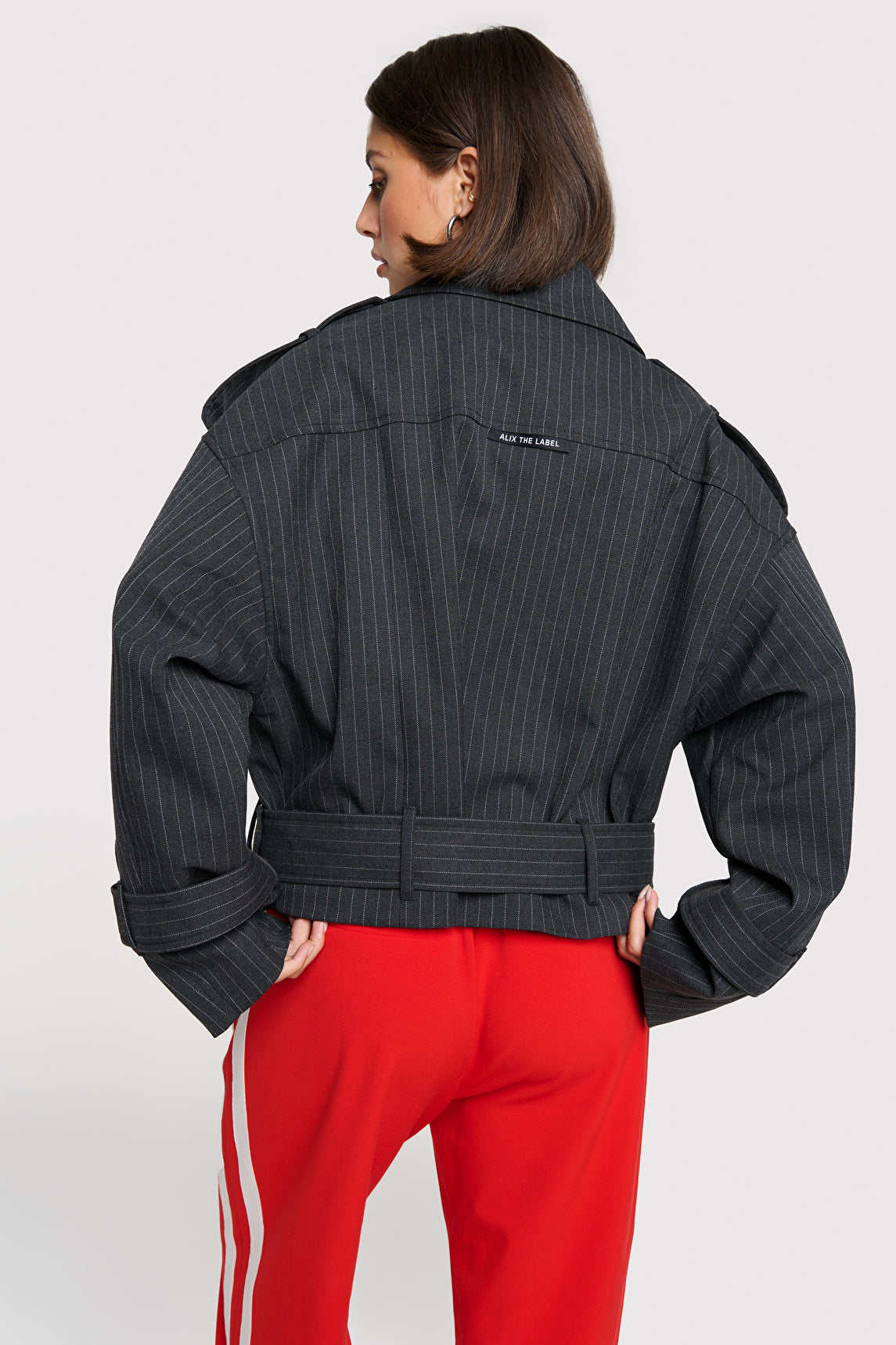 PINSTRIPE CROPPED JACKET