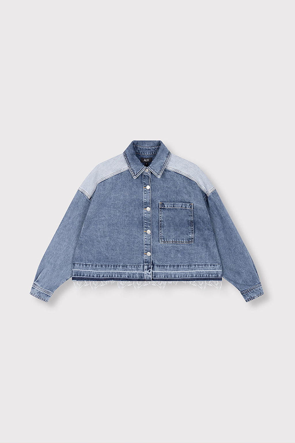 LADIES WOVEN MIX DENIM BLOUSE