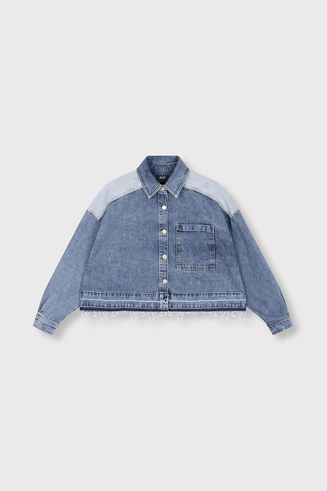 LADIES WOVEN MIX DENIM BLOUSE