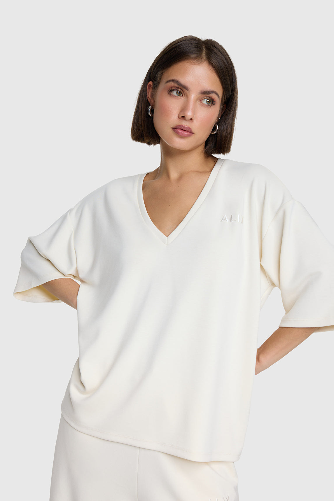 Alix The Label SCUBA V-NECK TOP