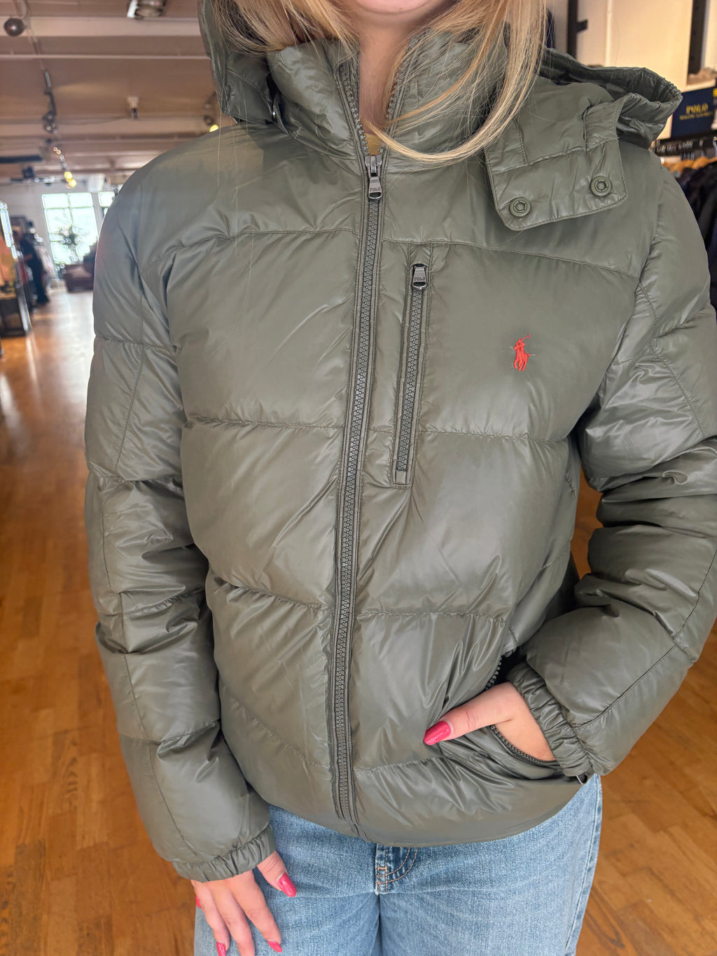 Ralph Lauren Winterjacket Groen Glans