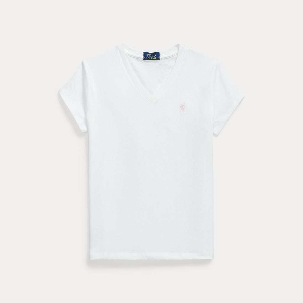 Ralph Lauren Meiden V-hals Shirt Wit