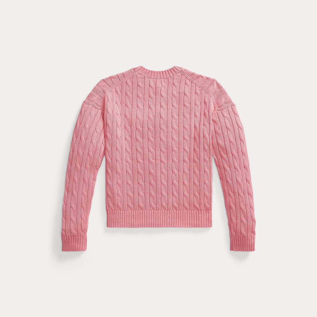 Ralph Lauren Meiden Cable Knitt V-hals Desert Rose