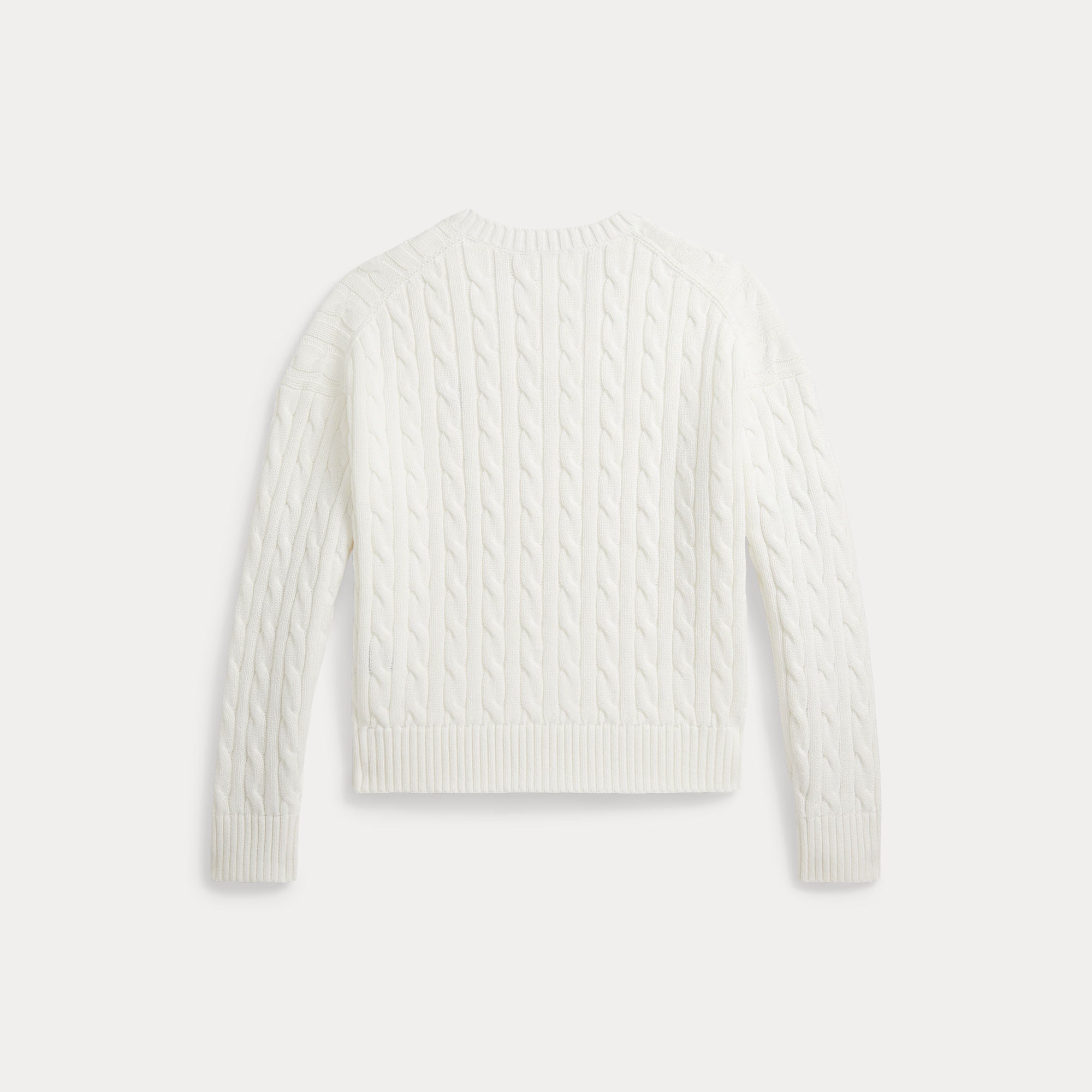 Ralph Lauren Meiden Cable Knitt V-hals Wit