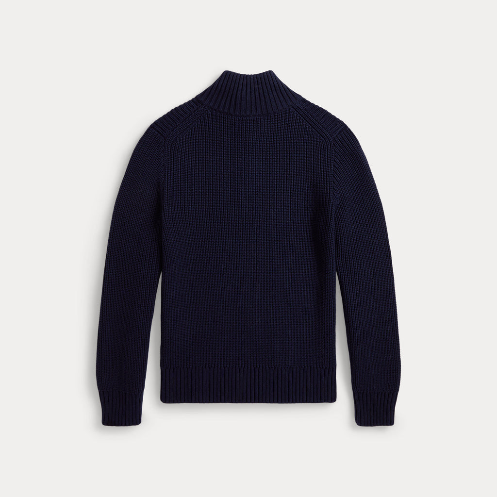 Ralph Lauren Cotton Quarter-Zip Sweater Navy