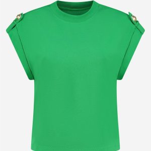 Nikkie Epaulette T-shirt Groen