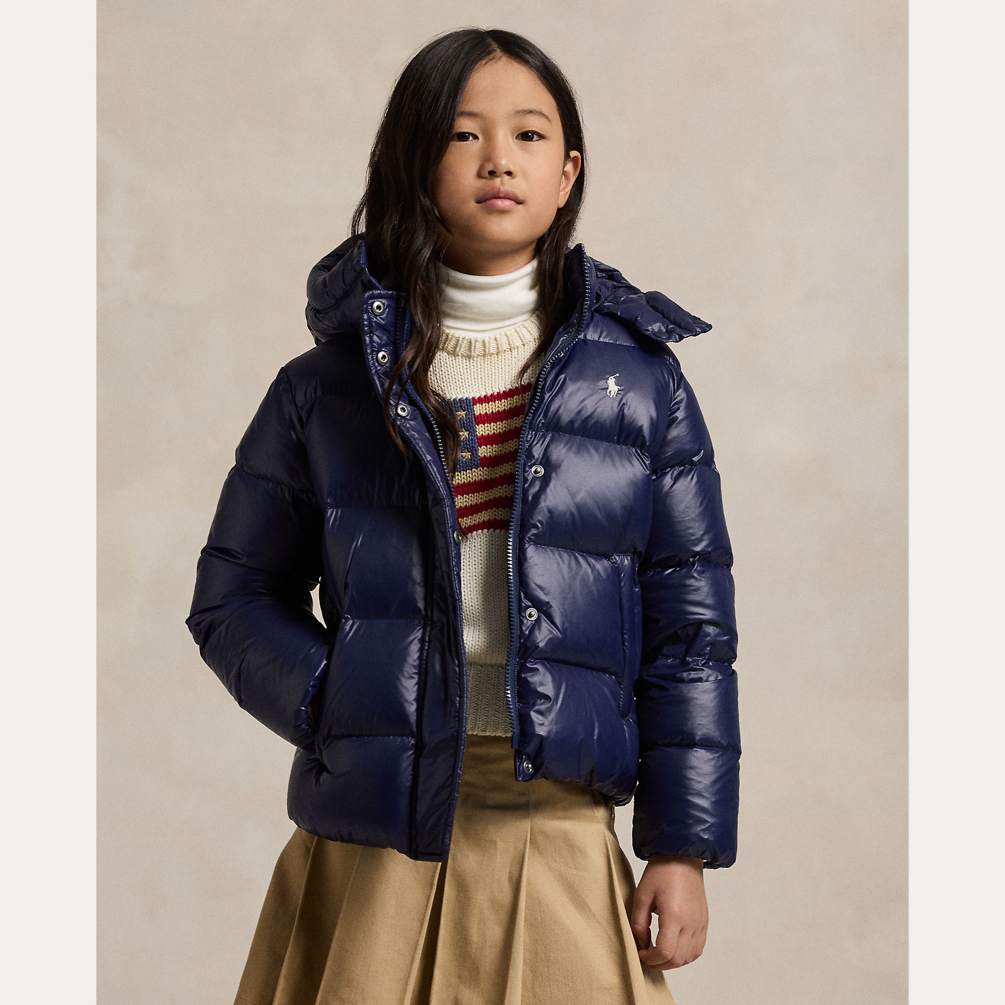 Ralph Lauren Winterjas Blauw Glimmend