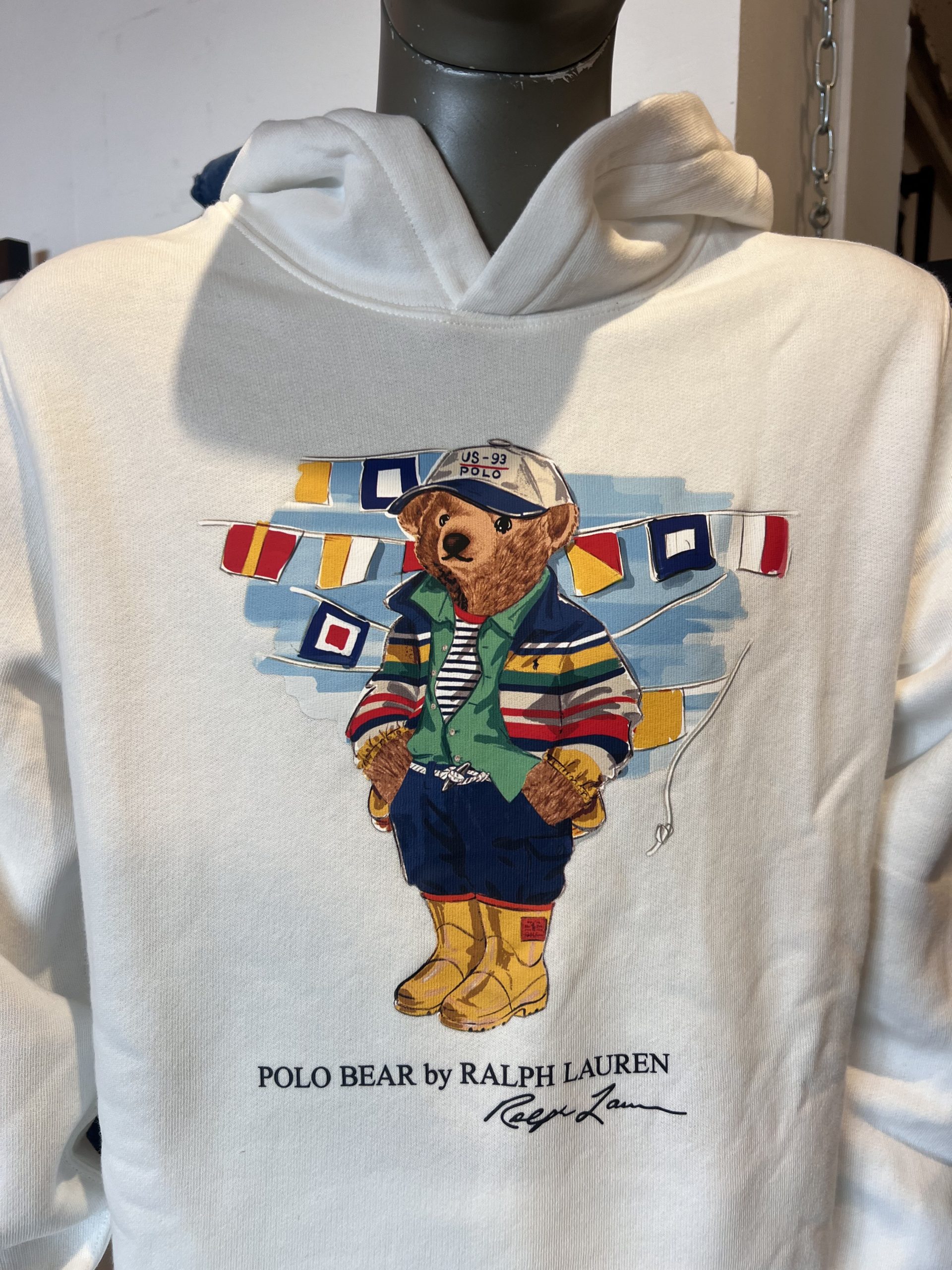 Ralph Lauren Hoodie Beer Wit Vlag